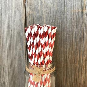 img 3 attached to 100 Pack of 7.75-Inch Red Stripe Paper Straws - Christmas Foil Design - Outside the Box Papers Brand