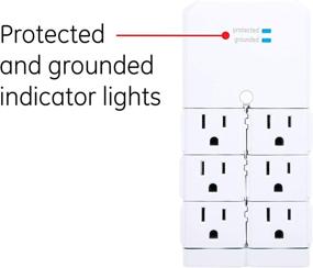 img 1 attached to 🔌 GE Pro 6-розеточный удлинитель с защитой от перенапряжения, с вертящимися розетками, стенным адаптером, поворотом на 90°, 1080 Джоулей, гарантией, UL-сертификацией, цвет: белый (37063)