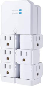 img 4 attached to 🔌 GE Pro 6-Outlet Extender Surge Protector with Swivel Outlets, Wall Tap Adapter, 90° Rotation, 1080 Joules, Warranty, UL Listed, White (37063)