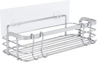 abc shower caddy shower rack - wall mounted with 2 movable hooks | no drilling adhesive organizer | storage rack for toilet, shampoo | ideal for dorm, kitchen | sus304 stainless steel bathroom shelf logo