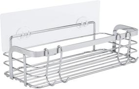 img 4 attached to ABC Shower Caddy Shower Rack - Wall Mounted with 2 Movable Hooks | No Drilling Adhesive Organizer | Storage Rack for Toilet, Shampoo | Ideal for Dorm, Kitchen | SUS304 Stainless Steel Bathroom Shelf