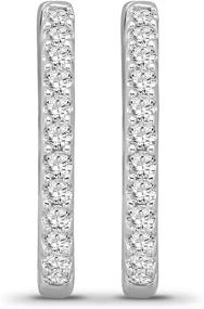 img 2 attached to 💎 Diamond Hoop Earrings in 10K White Gold (1/6-1/4 cttw, I-J Color, I1 Clarity)