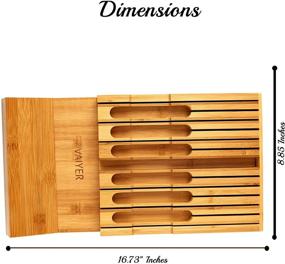 img 3 attached to 🔪 Вайер подстольный органайзер из бамбука для ножей - вмещает 12 ножей (ножи не включены), с отверстием для заточки, хранение для шеф-ножей, наклонная подставка для ручек - защитник ярла внизу удерживающий ящик.