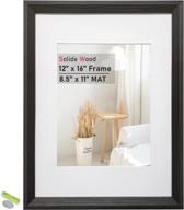 🖼️ heurytep 12x16 picture frame for horizontal or vertical wall mounting decor - display 8x10.5 pictures with mat or 12x16 photos without mat - thickened solid wood modern style frame - black 1pc логотип