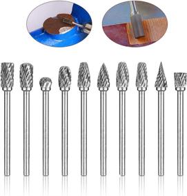 img 4 attached to Versatile 10pcs Tungsten Carbide Double Cut Rotary Burrs Set for Woodworking, Metal Drilling, Carving, and Polishing