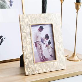 img 3 attached to 🖼️ Kimdio 4x6 Resin Table Frame with High Definition Glass for Wall or Tabletop Display - Gold+White, Rustic Photo Frame