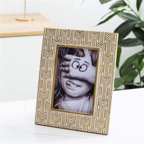 img 1 attached to 🖼️ Kimdio 4x6 Resin Table Frame with High Definition Glass for Wall or Tabletop Display - Gold+White, Rustic Photo Frame