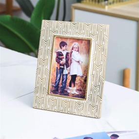 img 2 attached to 🖼️ Kimdio 4x6 Resin Table Frame with High Definition Glass for Wall or Tabletop Display - Gold+White, Rustic Photo Frame