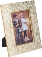 🖼️ kimdio 4x6 resin table frame with high definition glass for wall or tabletop display - gold+white, rustic photo frame логотип