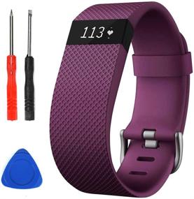 img 4 attached to Sophili Bands - Compatible with Fitbit Charge HR and HR1 (Purple/S) - Silicone Replacement Wristband Strap with Metal Buckle for Better Fitness Enhancement