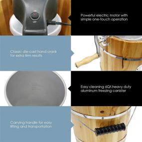 img 3 attached to 🍦 Elite Gourmet Vintage Wood Bucket Electric Ice Cream Maker with Classic Hand Crank - 6 Quart Appalachian Style, Uses Rock Salt for Fast Churning - Black