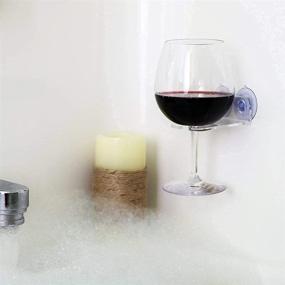 img 1 attached to Ultimate Wine Glass Bath Holder Caddy: Perfect Stocking Stuffers for Her, Shower Accessories, and Relaxing Bathtub Gifts. Ideal Women's Employee Christmas Gift Idea with Cup Holder - Enhance Your Bathroom Experience!