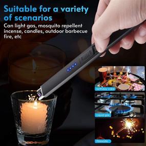 img 3 attached to Rechargeable Candle Lighters – USB Electric Lighter with Safe 🕯️ Button, No Fuel Needed – Ideal for Birthday Candles, BBQ, Camping (Black)