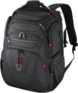 kroser 17.3 inch xl tsa friendly travel laptop backpack - heavy duty water-repellent business daypack with rfid pockets, usb port - college, work, and travel computer backpack for men/women (black) logo