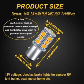 img 3 attached to 🚦 GIVEDOUA 1157 LED Car Bulb, BAY15D 7528 2057 2357 LED Replacement Light Bulbs for 12V RV Car Camper Trailer Brake Lights - Super Bright 5050 18-SMD Pack of 10pcs in Amber