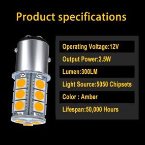 img 1 attached to 🚦 GIVEDOUA 1157 LED Car Bulb, BAY15D 7528 2057 2357 LED Replacement Light Bulbs for 12V RV Car Camper Trailer Brake Lights - Super Bright 5050 18-SMD Pack of 10pcs in Amber