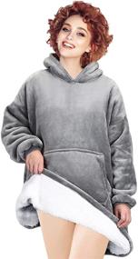 img 3 attached to 🧥 Cozy and Warm Blanket Sweatshirt Hoodie with Sleeves and Giant Pockets for Men and Women - Gary