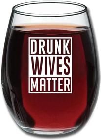 img 4 attached to 15oz Funny Wine Glass - Drunk Wives Matter - Ideal Gift for Mom, Her Birthday or Wife