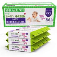 🌿 value pack of 864 baby green biodegradable baby wipes, compostable & plastic-free, infused with natural essential oils, 99% pure water, ideal for sensitive skin and moist newborn diaper care logo