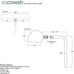 img 3 attached to 🖼️ Cocoweb 10-inch Classic LED Picture Light: Antique Brass Finish with Plug-in Adapter