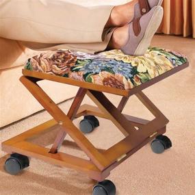 img 1 attached to 🪑 Fold-A-Way Tapestry Footrest with Adjustable Design