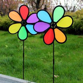 img 1 attached to 🌈 Vibrant Pinwheel Windmill Spinners by Timecity – Add a Flair of Colorful Whimsy