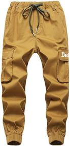 img 2 attached to TLAENSON Drawstring Jogging Bottoms Elastic Boys' Clothing