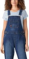 dickies womens boyfriend overall stonewashed logo