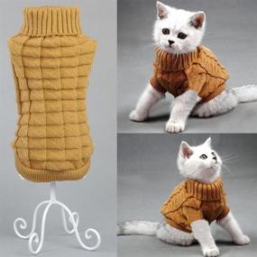 img 4 attached to Bolbove Cable Knit Turtleneck Sweater: Cold Weather Outfit for Small Dogs & Cats - Stylish Knitwear to Keep Your Pets Warm