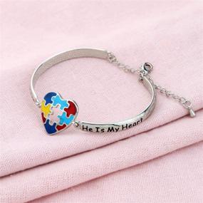 img 3 attached to Autism Awareness Bracelet: LQRI - Autism Puzzle Piece Charm Jewelry Gift for Autistic Children, Teachers, Moms - Symbolizing My Voice, My Heart