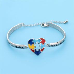 img 2 attached to Autism Awareness Bracelet: LQRI - Autism Puzzle Piece Charm Jewelry Gift for Autistic Children, Teachers, Moms - Symbolizing My Voice, My Heart