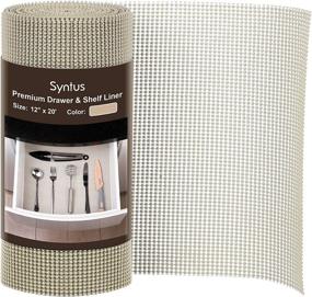 img 4 attached to 📦 Syntus Non-Adhesive Drawer and Shelf Liner - 12 Inch x 20 Feet, Durable Cabinet Liner for Kitchen, Bathroom, Shelves, Desk, Utensil - Beige