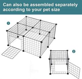 img 2 attached to 🐇 Foldable DIY Small Animal Exercise Playpen by Greensen - Includes Door and Cable Ties - Metal Wire Grid Cage for Guinea Pig, Dog, Cat, Rabbit, Ferret - Ideal for Outdoor and Indoor Use - Black