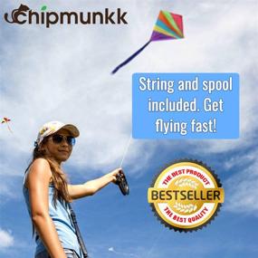 img 1 attached to 🪁 Beginner-Friendly Nylon Diamond Kite for Kids and Adults - Ideal for Beach Trips and Outdoor Activities - Easy to Fly in Light Breeze - Includes Flying String Line - Great Big Flyer Toy for Children