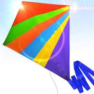 🪁 beginner-friendly nylon diamond kite for kids and adults - ideal for beach trips and outdoor activities - easy to fly in light breeze - includes flying string line - great big flyer toy for children логотип