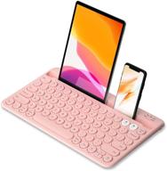 💖 rechargeable multi-device bluetooth keyboard, samsers wireless bluetooth 5.1 keyboard with built-in stand, support for 2 devices - smartphone tablet ipad laptop macbook pc ios android windows - pink логотип