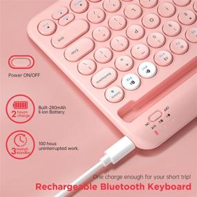 img 1 attached to 💖 Rechargeable Multi-Device Bluetooth Keyboard, Samsers Wireless Bluetooth 5.1 Keyboard with Built-In Stand, Support for 2 Devices - Smartphone Tablet iPad Laptop MacBook PC iOS Android Windows - Pink