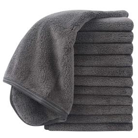 img 3 attached to 🛀 Sinland Microfiber Bath Face Cloths - 12 Pack, Reusable Makeup Remover Cloth, Ultra Soft & Absorbent, Washcloths for Baby - 12x12 inch (Grey)