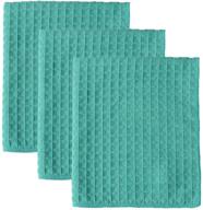 🧽 lifaith microfiber dish cloths: thick waffle weave - ultra absorbent kitchen dish rags - odor free dishcloths (3 pack aqua, 16inch x 19inch) логотип