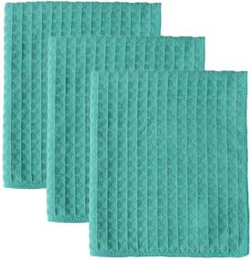 img 4 attached to 🧽 Lifaith Microfiber Dish Cloths: Thick Waffle Weave - Ultra Absorbent Kitchen Dish Rags - Odor Free Dishcloths (3 Pack Aqua, 16inch X 19inch)