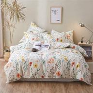 🌸 floral duvet cover twin - 100% cotton floral botanical white bedding set for girls/women - garden style with red/yellow flowers printed on white - zipper closure (no comforter included) logo