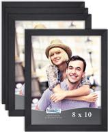 🖼️ impresia collection: icona bay 8x10 picture frames - contemporary black, 4 pack with table top kickstand and wall hanging hooks логотип