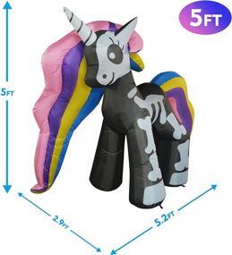 img 2 attached to 🦄 GOOSH 5FT Rainbow Skeleton Unicorn Inflatable with LED Lights for Halloween Yard Decoration - Outdoor Standing Clearance for Holiday, Party, Thanksgiving, Garden