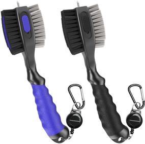 img 4 attached to 🏌️ THIODOON 2 Pack Golf Club Brushes and Groove Cleaner: Retractable Zipline, Carabiner, Oversized Brush Head, Spike, Comfortable Grip