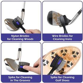 img 1 attached to 🏌️ THIODOON 2 Pack Golf Club Brushes and Groove Cleaner: Retractable Zipline, Carabiner, Oversized Brush Head, Spike, Comfortable Grip