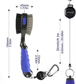 img 3 attached to 🏌️ THIODOON 2 Pack Golf Club Brushes and Groove Cleaner: Retractable Zipline, Carabiner, Oversized Brush Head, Spike, Comfortable Grip