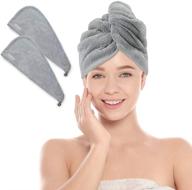 ultra absorbent microfiber hair towel wrap - quick drying head towel for curly 🔗 hair - anti-frizz & gentle hair drying - microfiber hair towel for soft and frizz-free locks logo