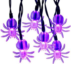 img 4 attached to 🕷️ Enhance the Halloween Ambiance with RECESKY 40 LED Purple Spider String Lights - Battery Operated Halloween Decoration Lights with Timer - 14ft Halloween Party Decor, House, Garden, Yard Lighting