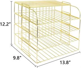 img 3 attached to Spacrea Gold 4 Tier Desk Organizer with Upper Display Shelf - Stackable Paper Tray for Home Office Supplies