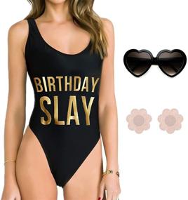 img 3 attached to One Piece Swimsuit Birthday Beachwear Sunglasses Women's Clothing